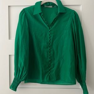 Alice and Olivia Joey blouse green size xsmall
